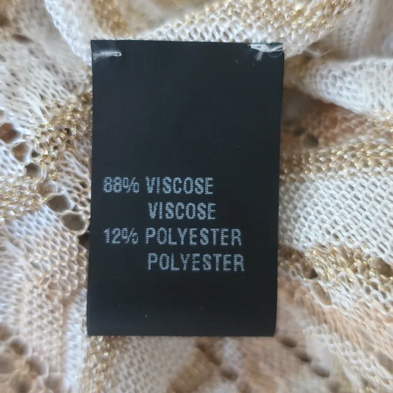 Missoni Fringed Shawl White/Peach/Gold Metallic Zigzag Knit