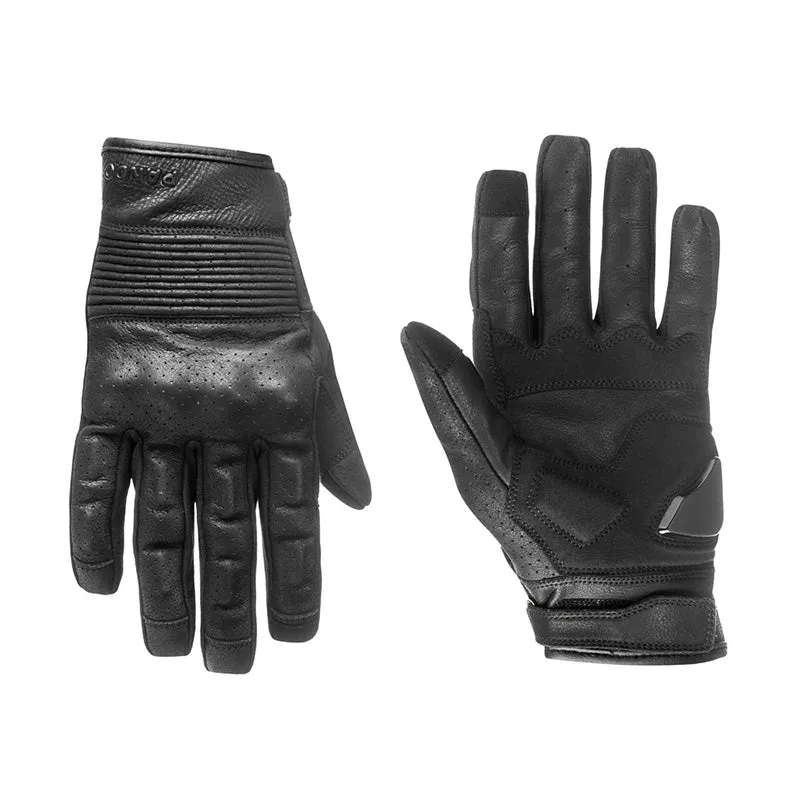 Motorcycle Gloves - Black Leather, ONYX BLACK 01