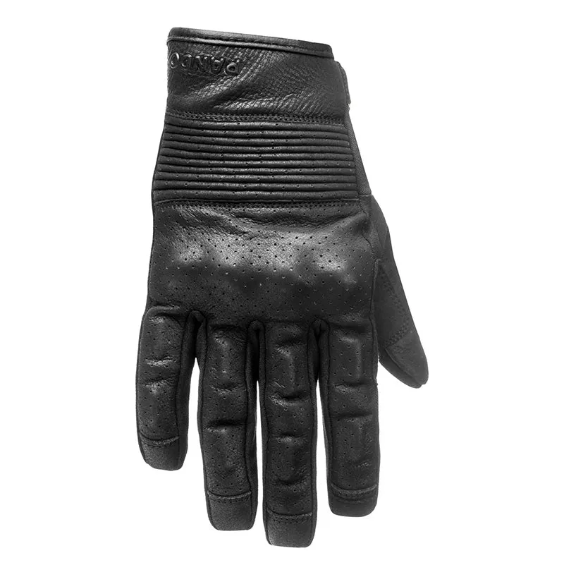 Motorcycle Gloves - Black Leather, ONYX BLACK 01
