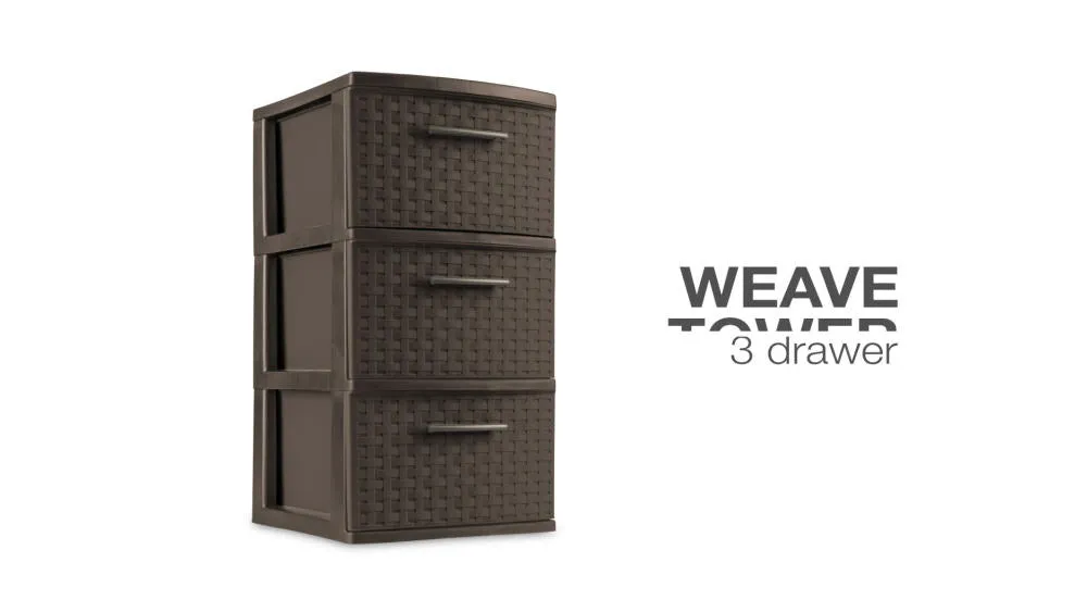 New 3-Drawer Weave Tower, Espresso, Free Delivery