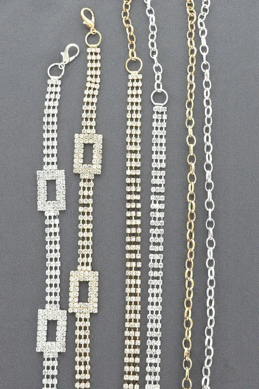 Open Rectangle Waist Belt (Silvertone)