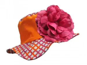 Orange Sun Hat with Raspberry Large Rose