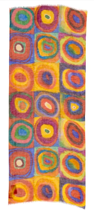 Otracosa Colorful Squares and Circles Linen Scarf