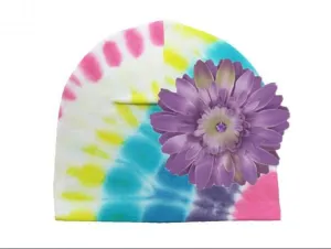 Pastel Tie Dye Hat with Lavender Daisy