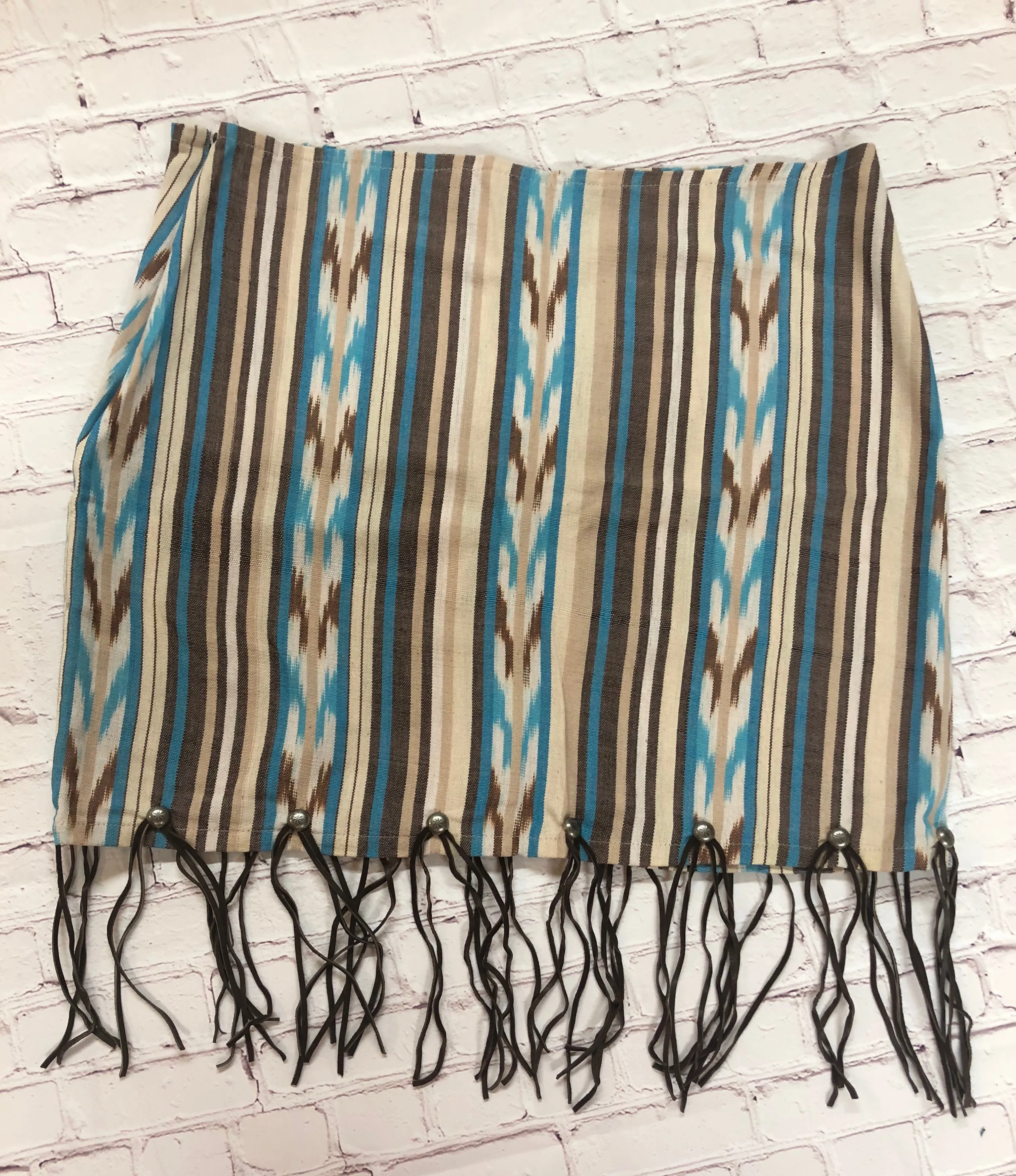 Phoenix-Serape Fringed Skirt