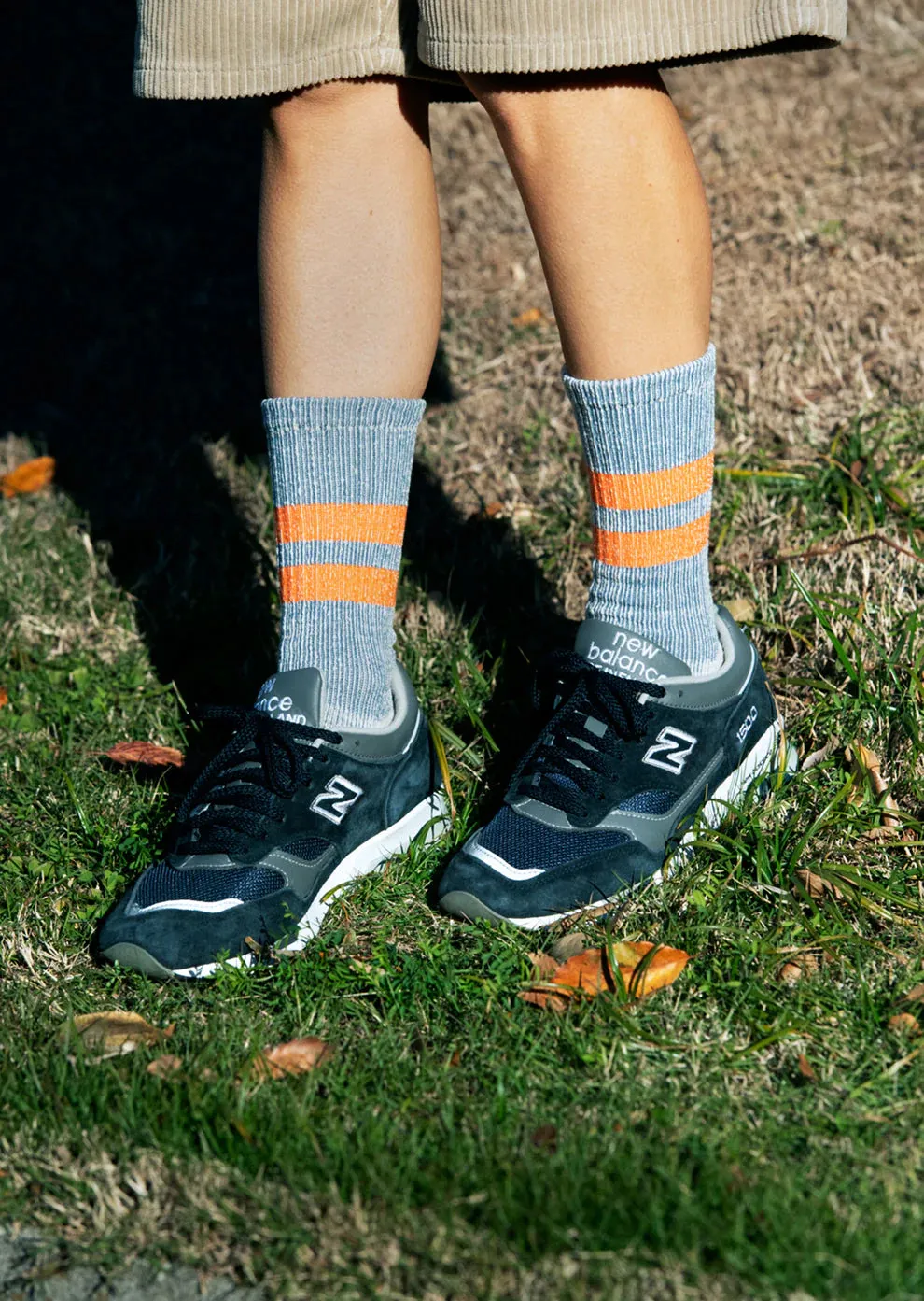 Pile Stripe Marl Socks - Black/ Beige