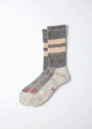 Pile Stripe Marl Socks - Black/ Beige