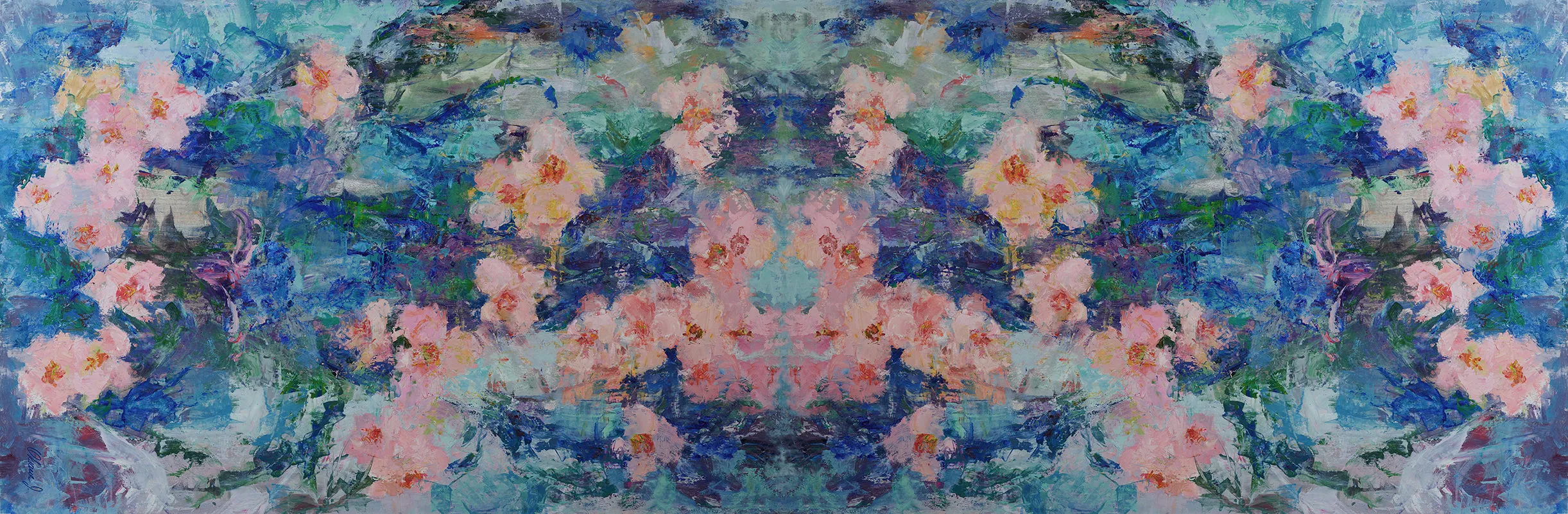 Pink Orchids, 82-inch Long Italian Cashmere-Silk Scarf