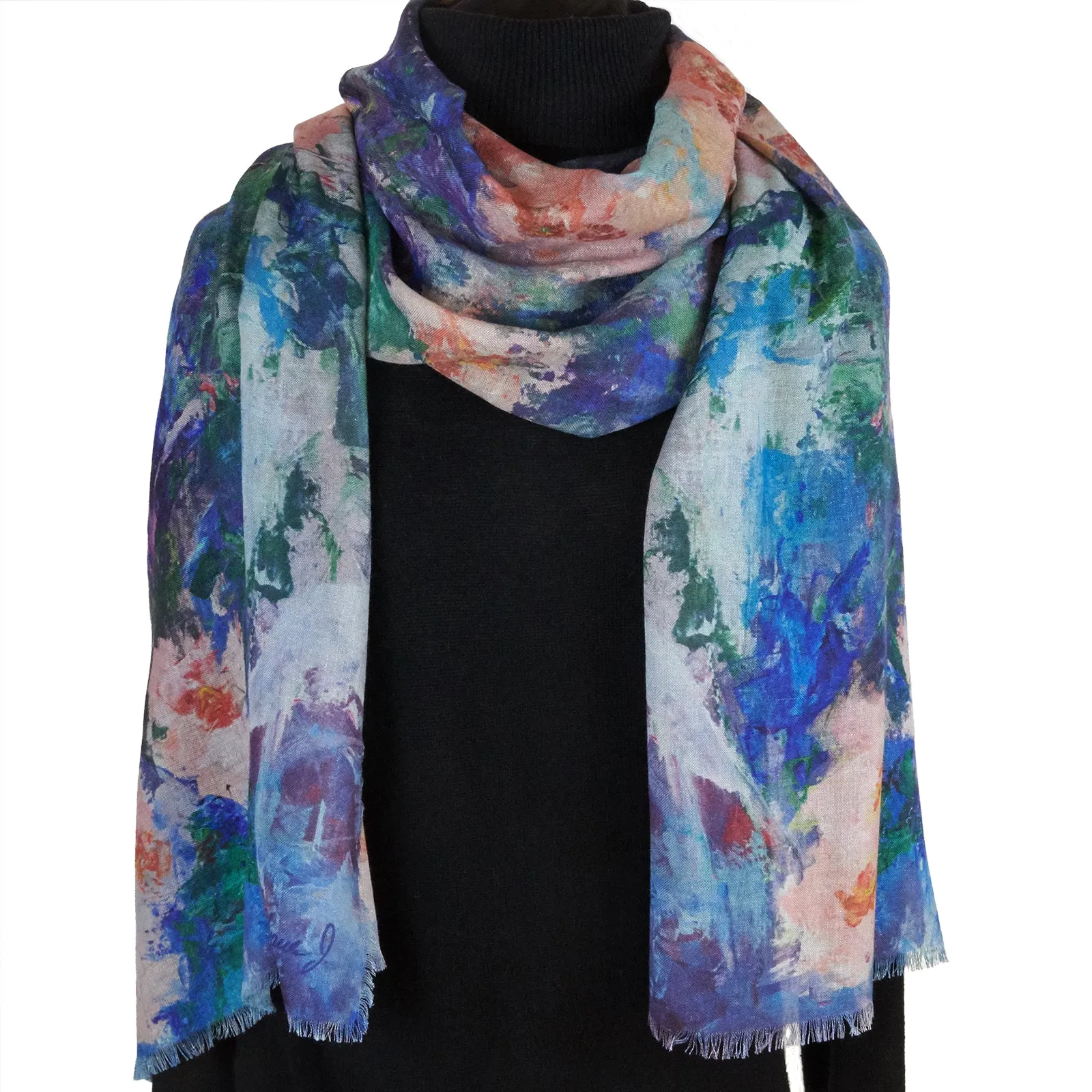 Pink Orchids, 82-inch Long Italian Cashmere-Silk Scarf