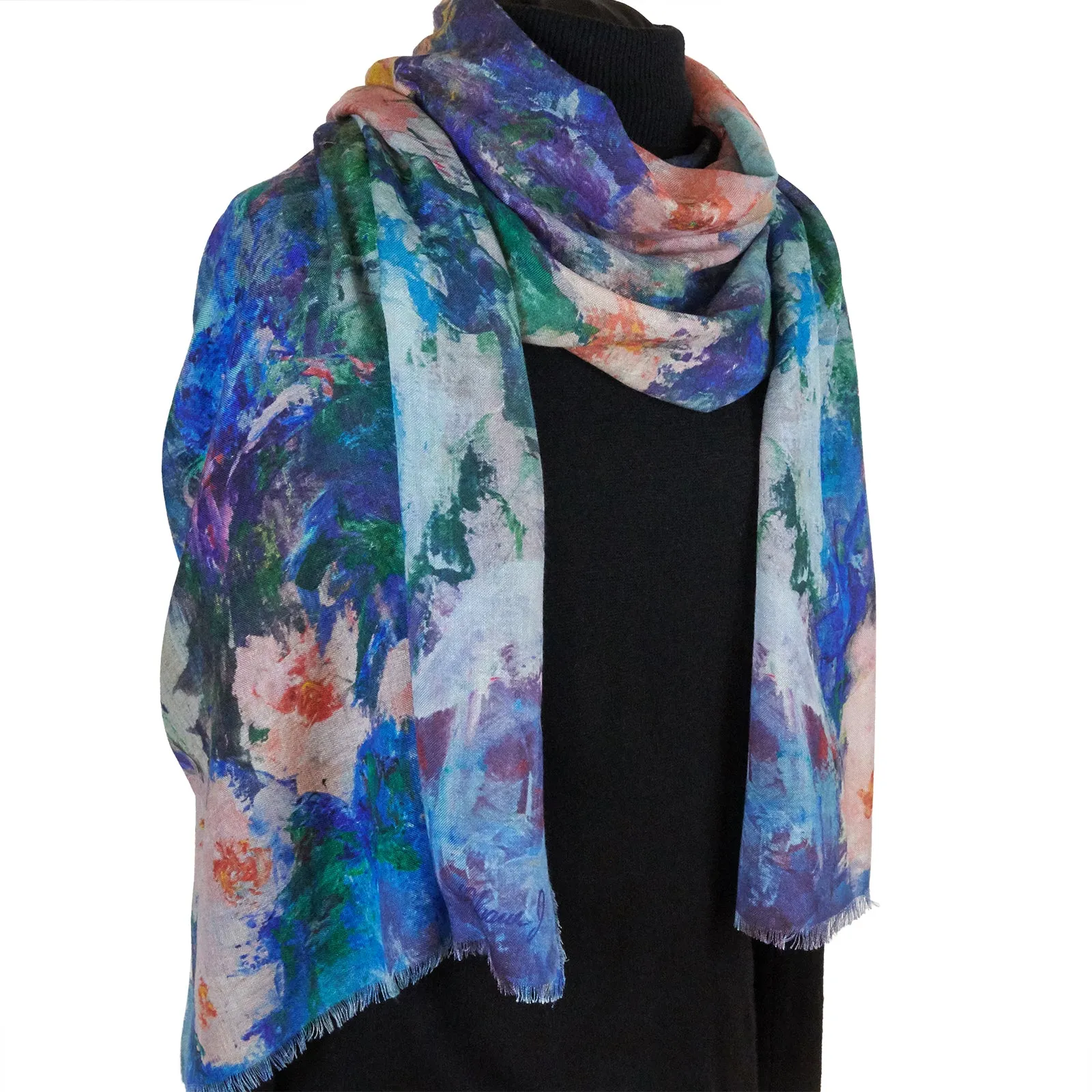 Pink Orchids, 82-inch Long Italian Cashmere-Silk Scarf