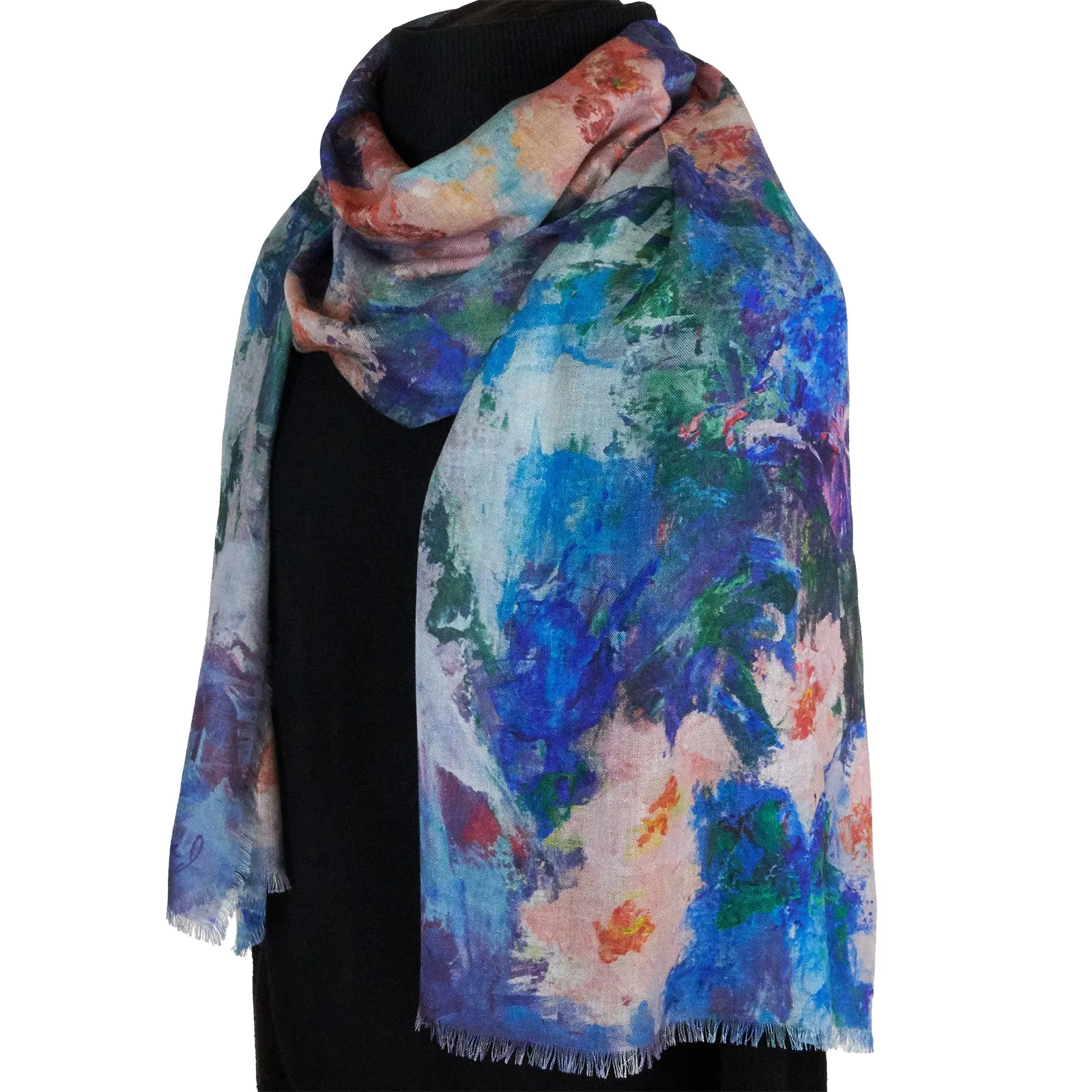 Pink Orchids, 82-inch Long Italian Cashmere-Silk Scarf