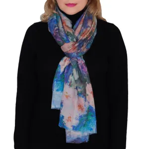 Pink Orchids, 82-inch Long Italian Cashmere-Silk Scarf