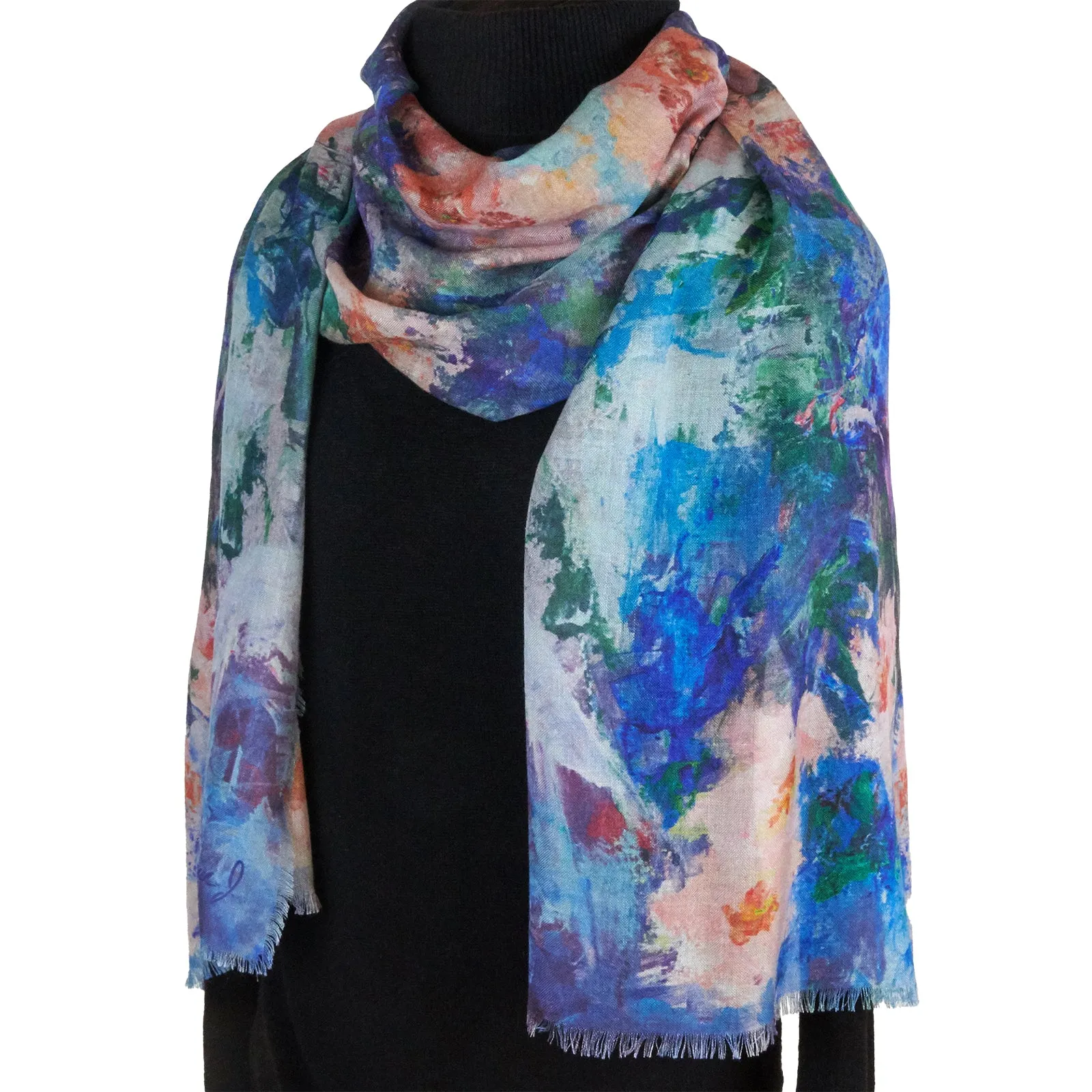 Pink Orchids, 82-inch Long Italian Cashmere-Silk Scarf