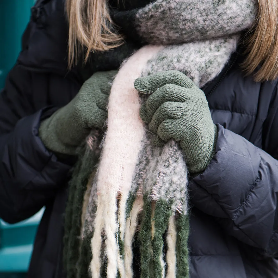 Plaid Fringed Blanket Scarf | Beetle