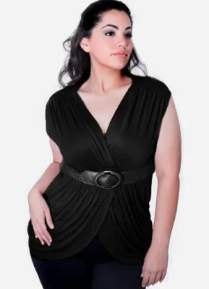 Plus Size Braided Belt  Black Top