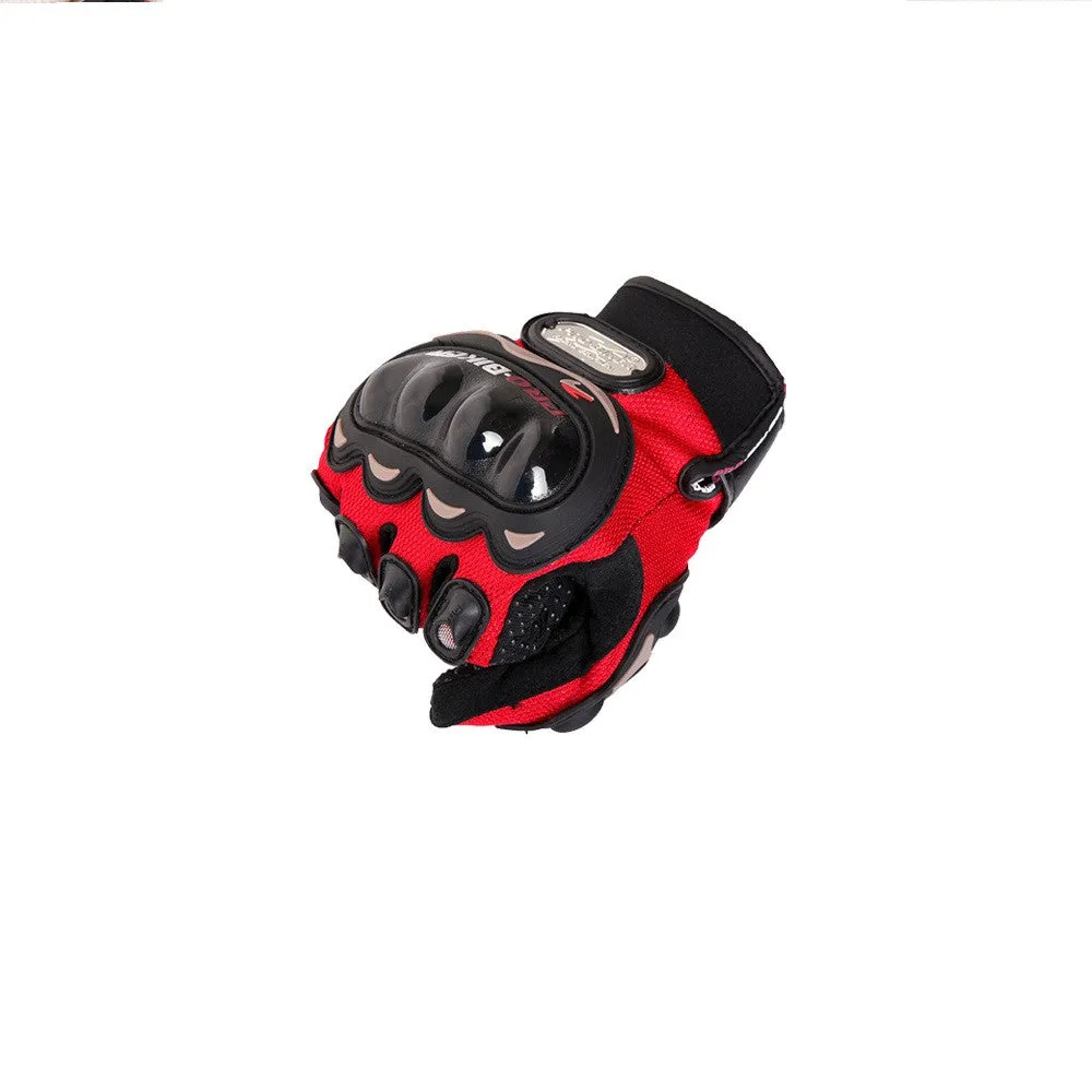 Pro Biker Motorcycle Riding &Touring Hand Gloves Full Finger (RED)