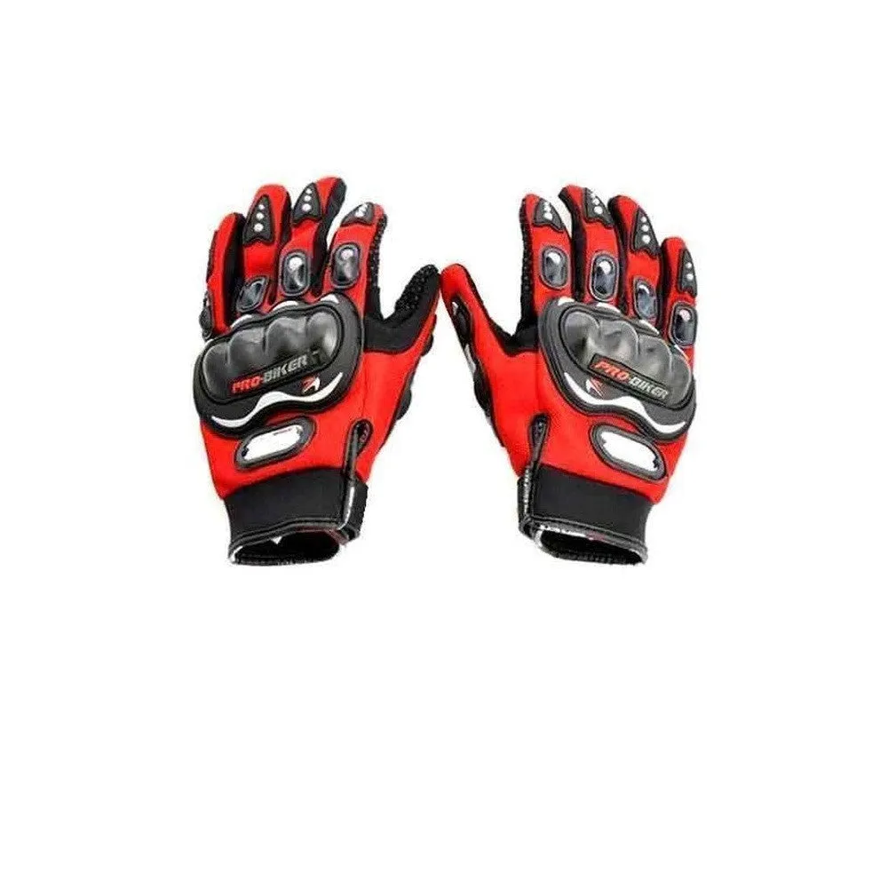 Pro Biker Motorcycle Riding &Touring Hand Gloves Full Finger (RED)