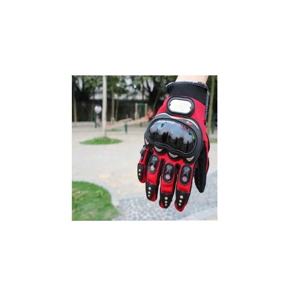 Pro Biker Motorcycle Riding &Touring Hand Gloves Full Finger (RED)