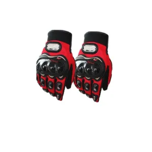 Pro Biker Motorcycle Riding &Touring Hand Gloves Full Finger (RED)