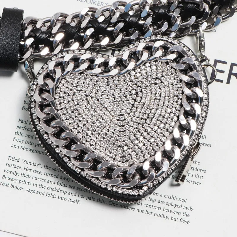 Punk Woven Belt Adjustable with Heart  Fanny Pack