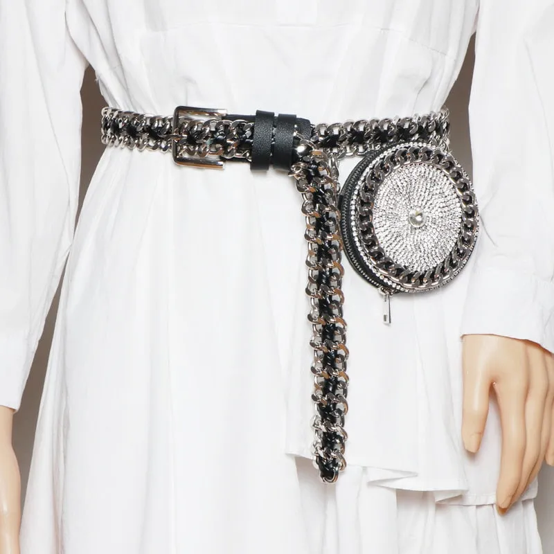 Punk Woven Belt Adjustable with Heart  Fanny Pack