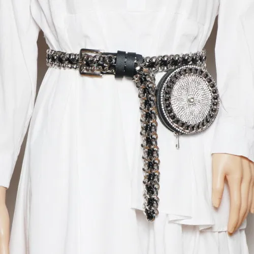 Punk Woven Belt Adjustable with Heart  Fanny Pack