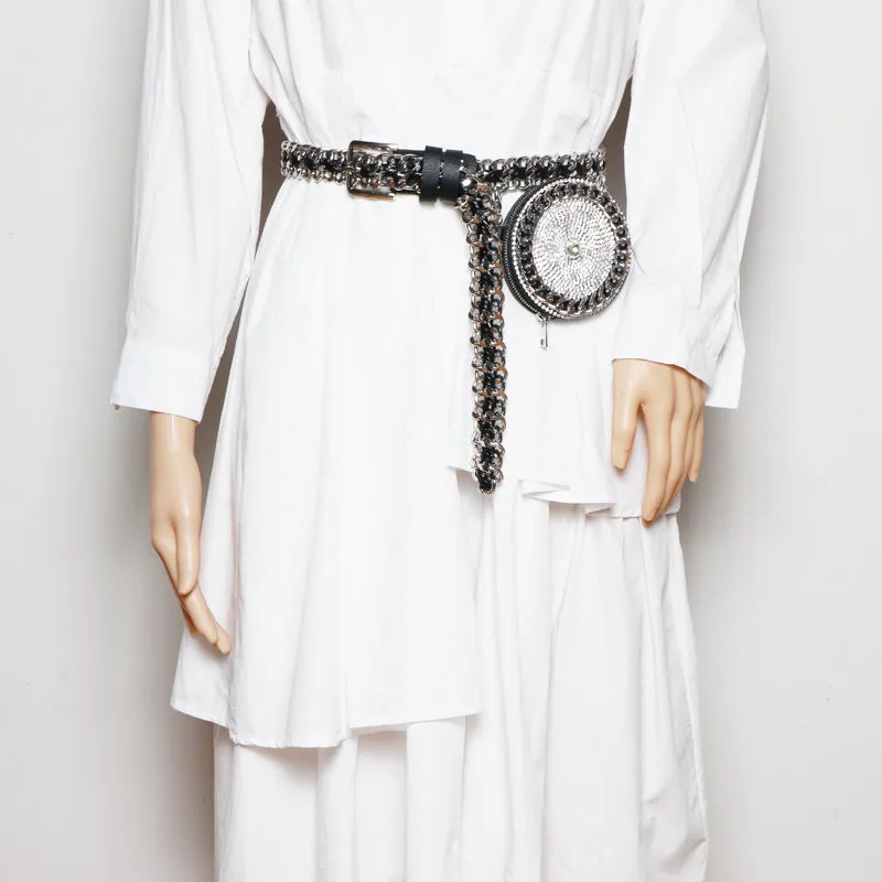 Punk Woven Belt Adjustable with Heart  Fanny Pack