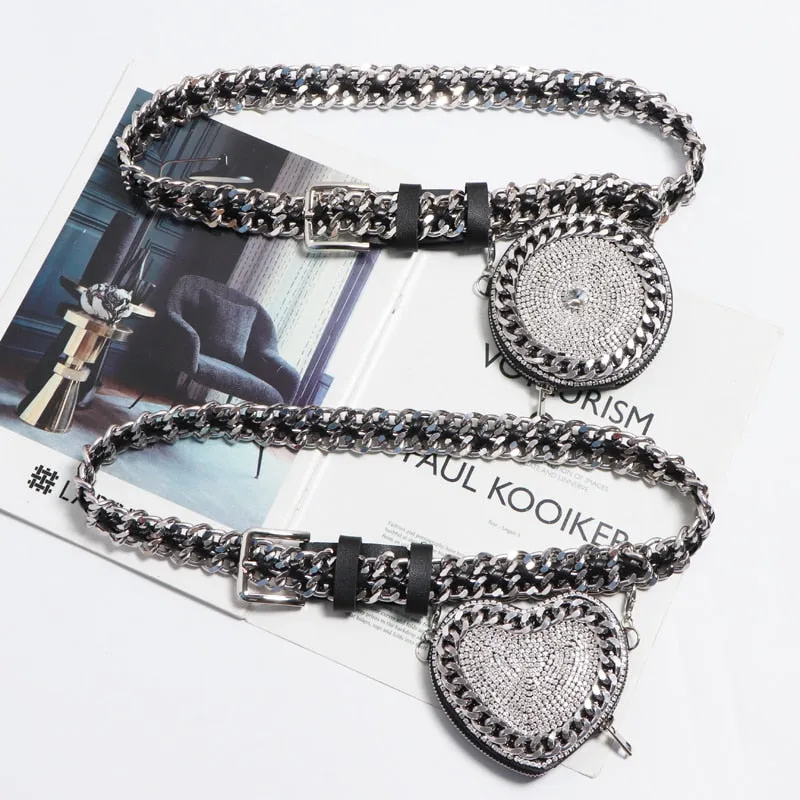 Punk Woven Belt Adjustable with Heart  Fanny Pack