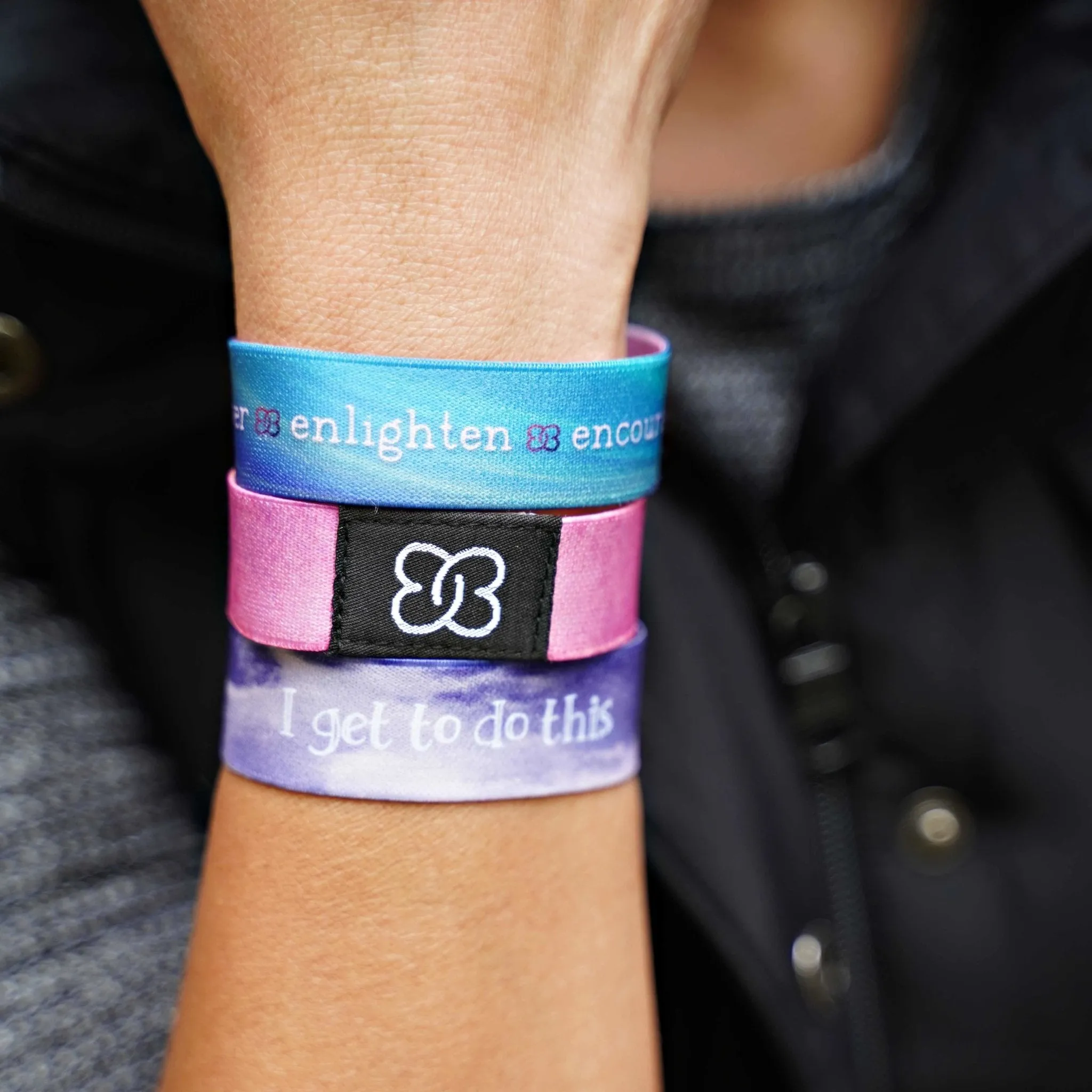 Purple and Pink Flight Motivational Fabric Wristband