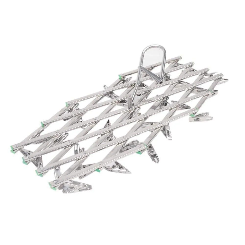 qinglele 2Pcs Swivel Hook Stainless Steel 35 Pegs Drying Rack Clothes Hanger for Underwear Socks Gloves