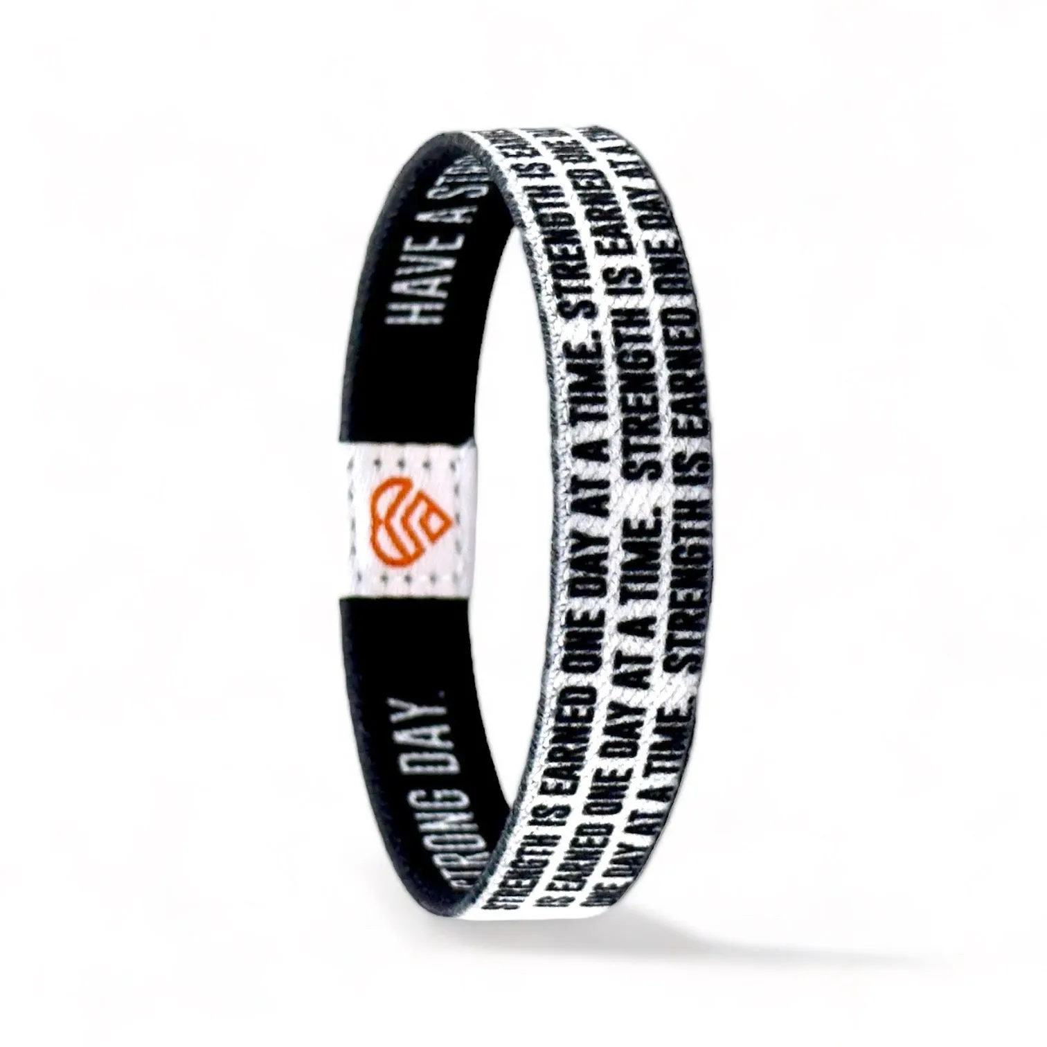 "Strength is earned one day at a time." | Adult Reversible Wristband