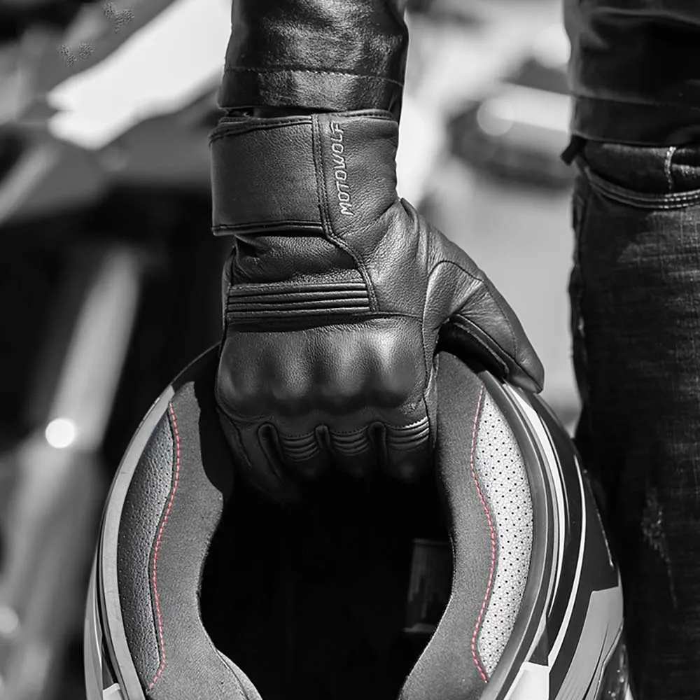 Real Leather Motorcycle Gloves