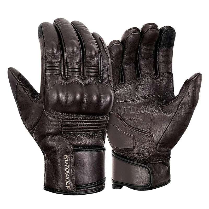 Real Leather Motorcycle Gloves