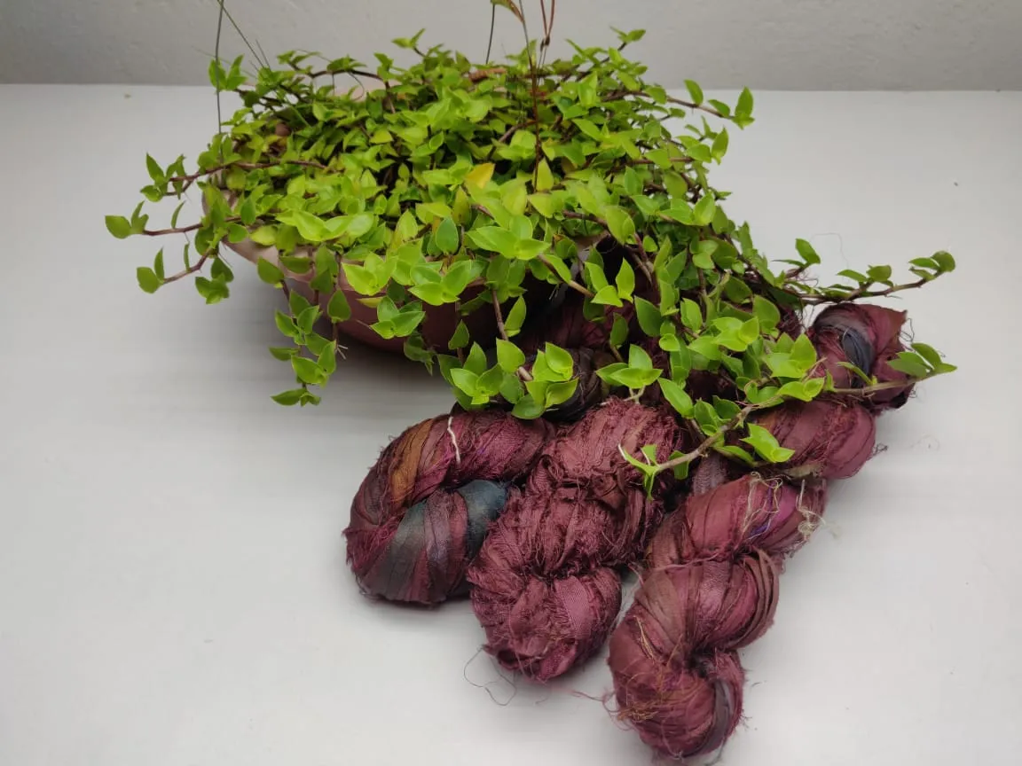 Recycled Sari Silk Ribbon - Plum