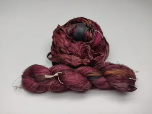 Recycled Sari Silk Ribbon - Plum