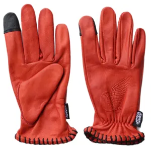 RED LEATHER MOTORCYCLE GLOVES