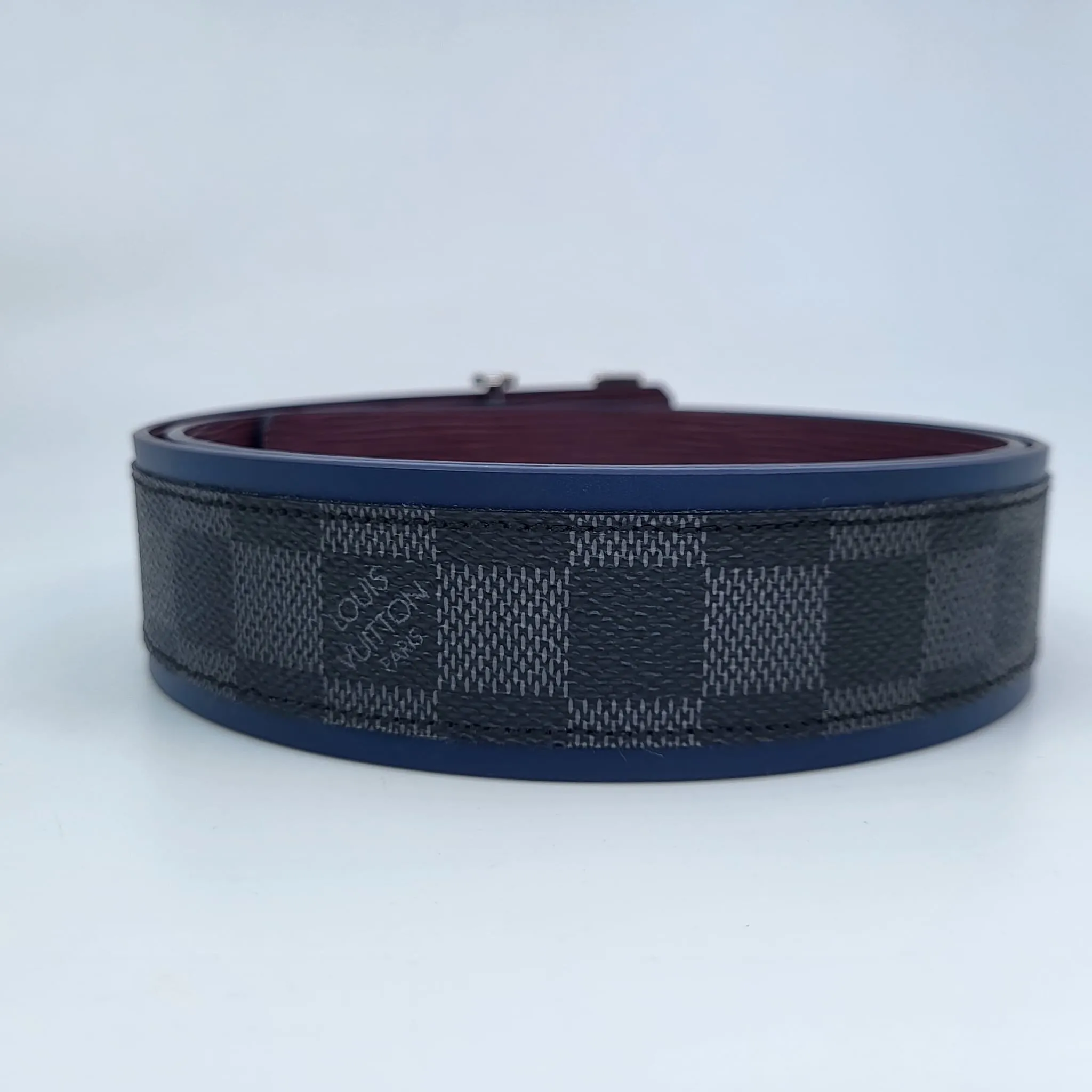 Reversible Damier Graphite Epi Initials 40 MM Belt