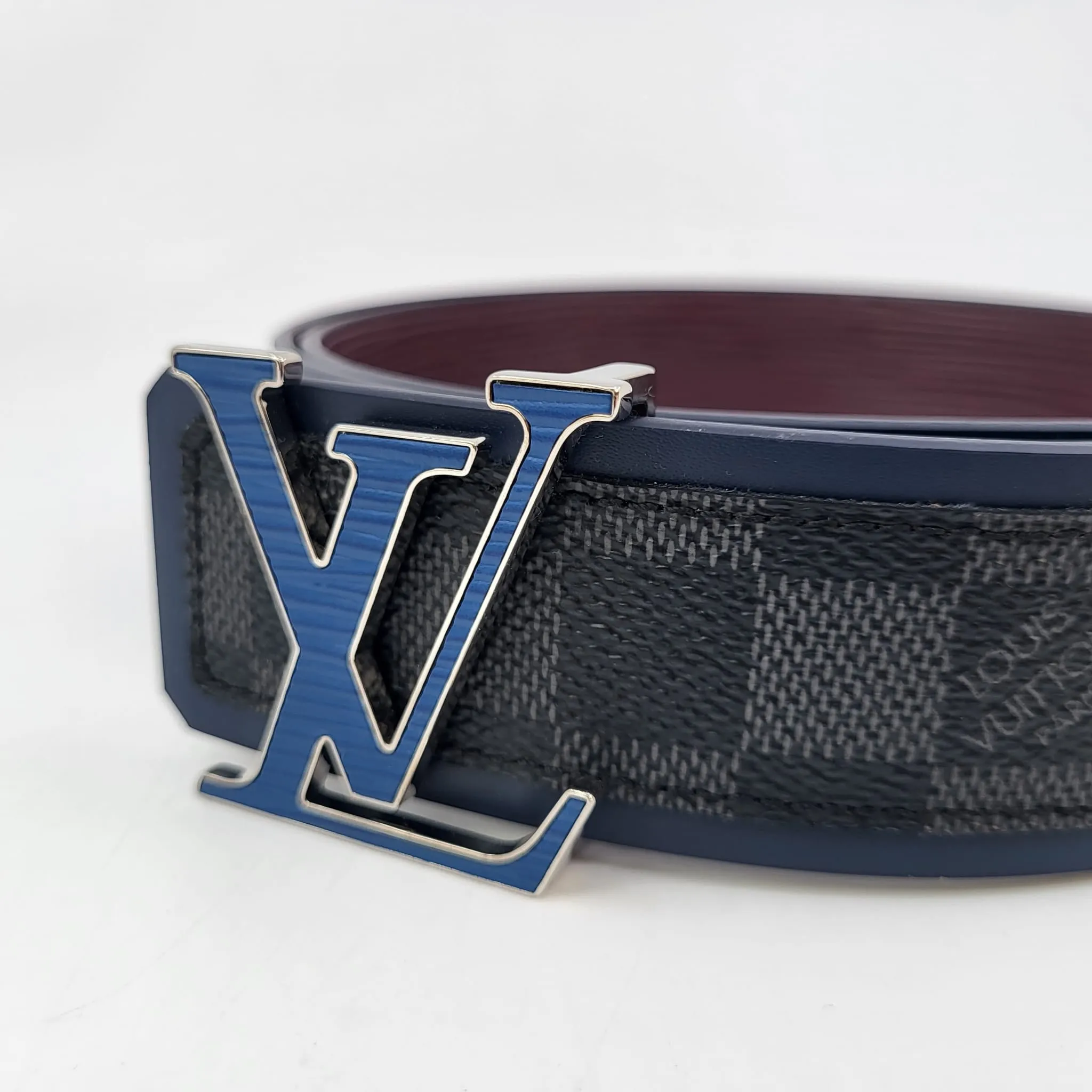 Reversible Damier Graphite Epi Initials 40 MM Belt