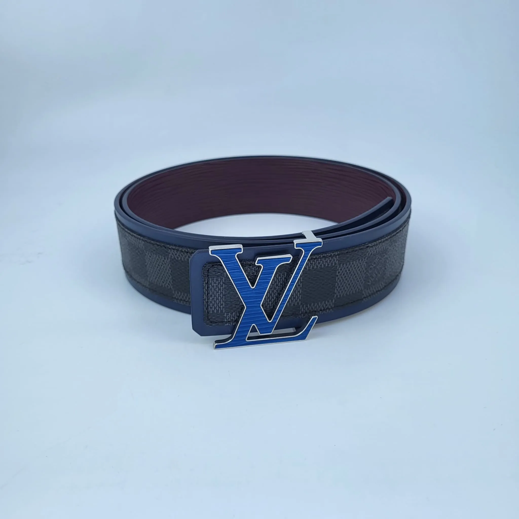 Reversible Damier Graphite Epi Initials 40 MM Belt
