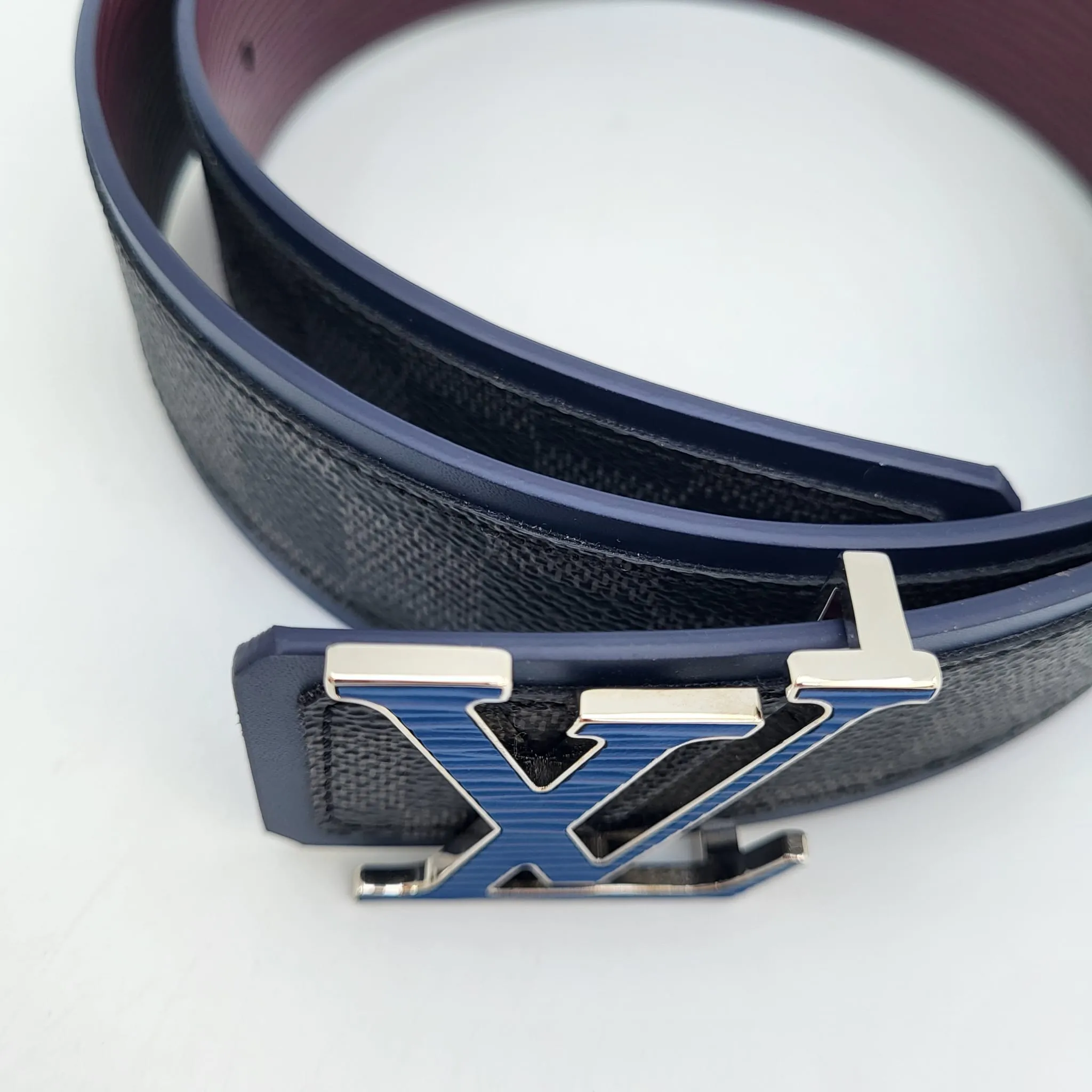 Reversible Damier Graphite Epi Initials 40 MM Belt