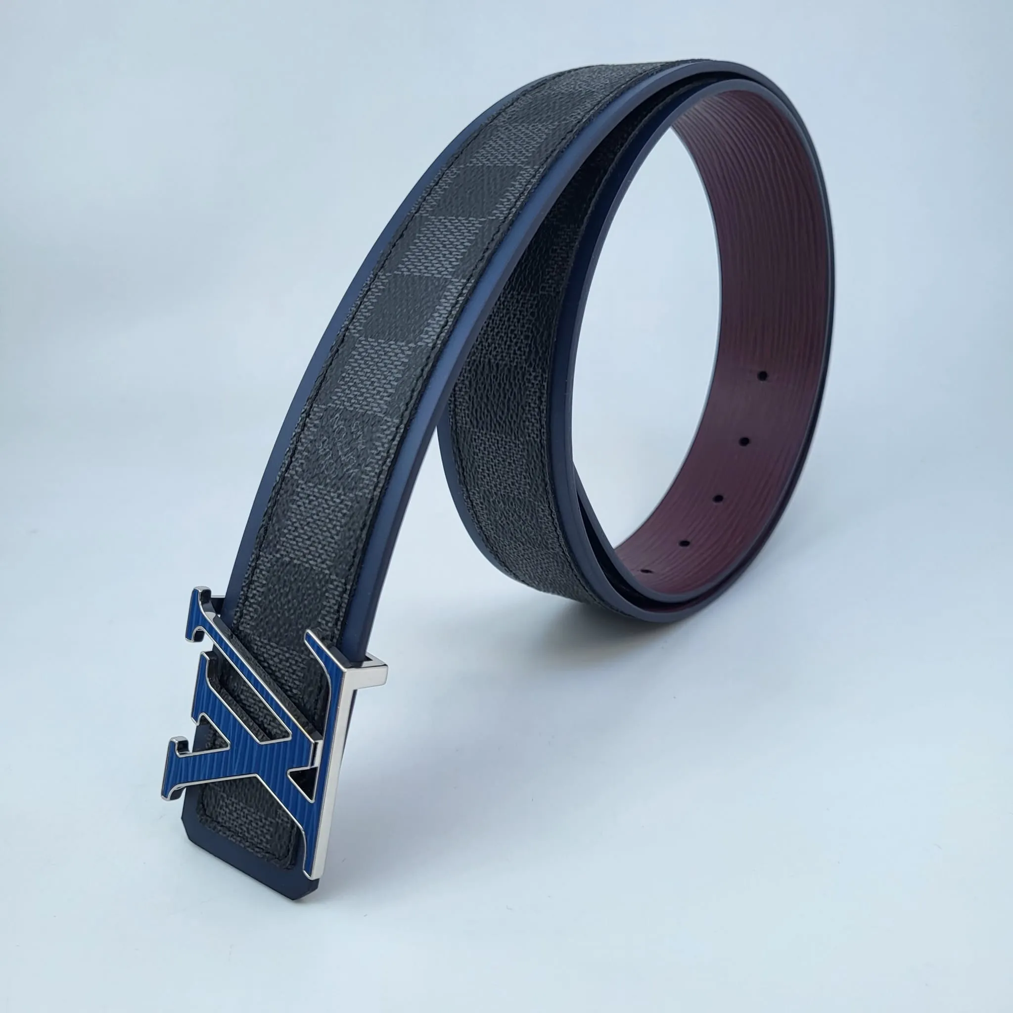 Reversible Damier Graphite Epi Initials 40 MM Belt