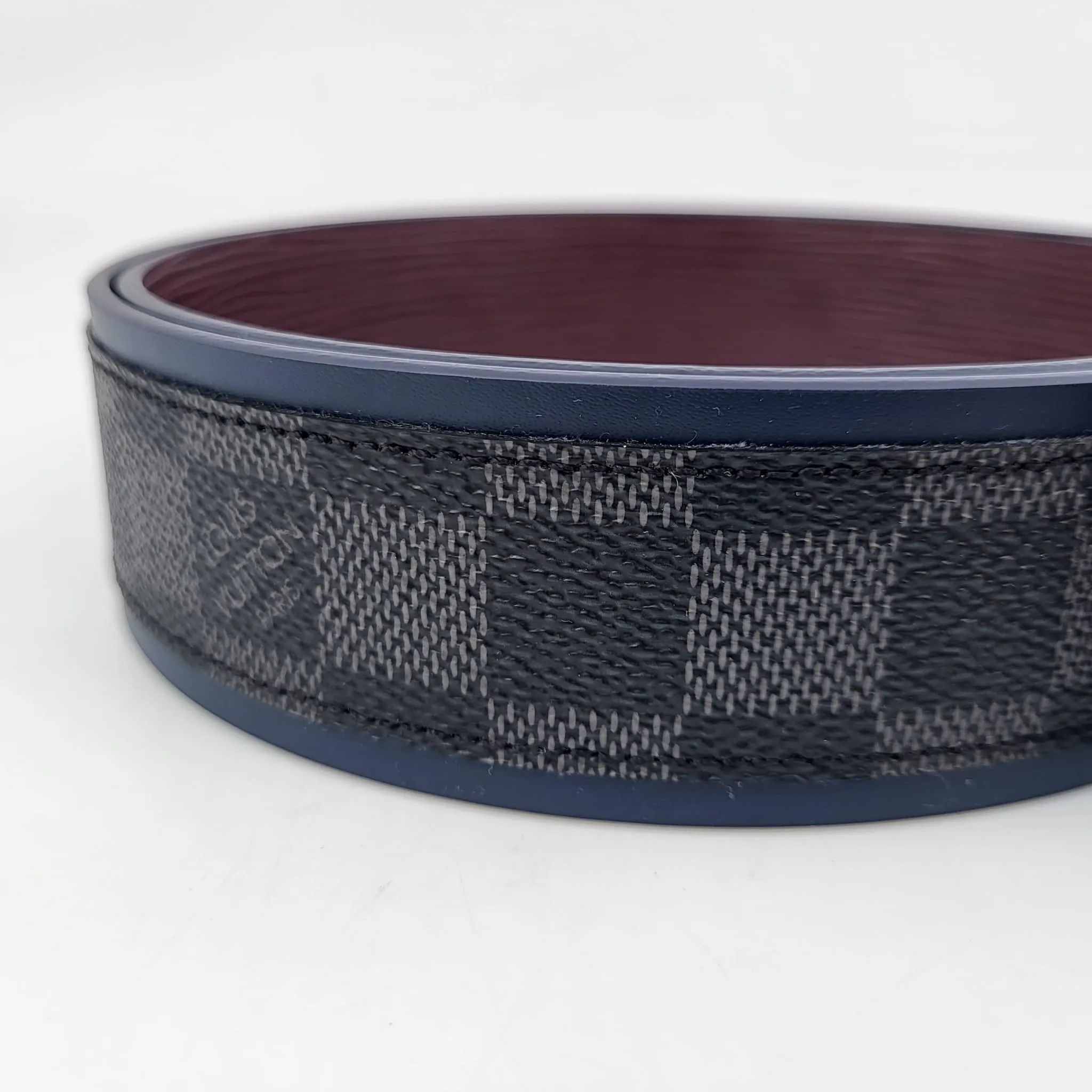 Reversible Damier Graphite Epi Initials 40 MM Belt