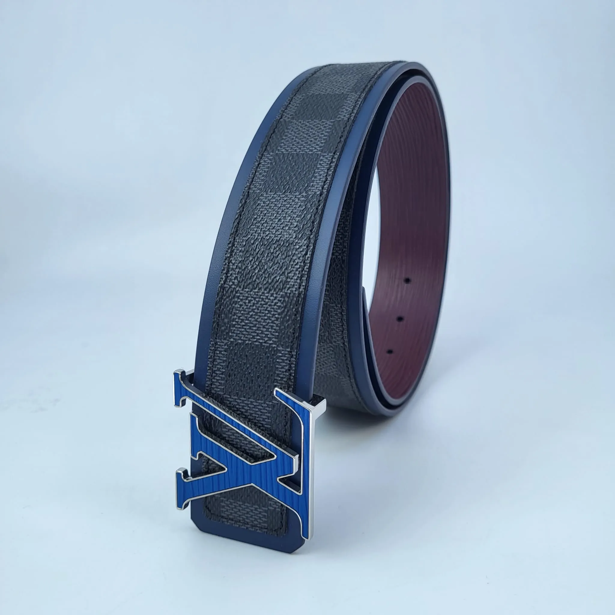 Reversible Damier Graphite Epi Initials 40 MM Belt