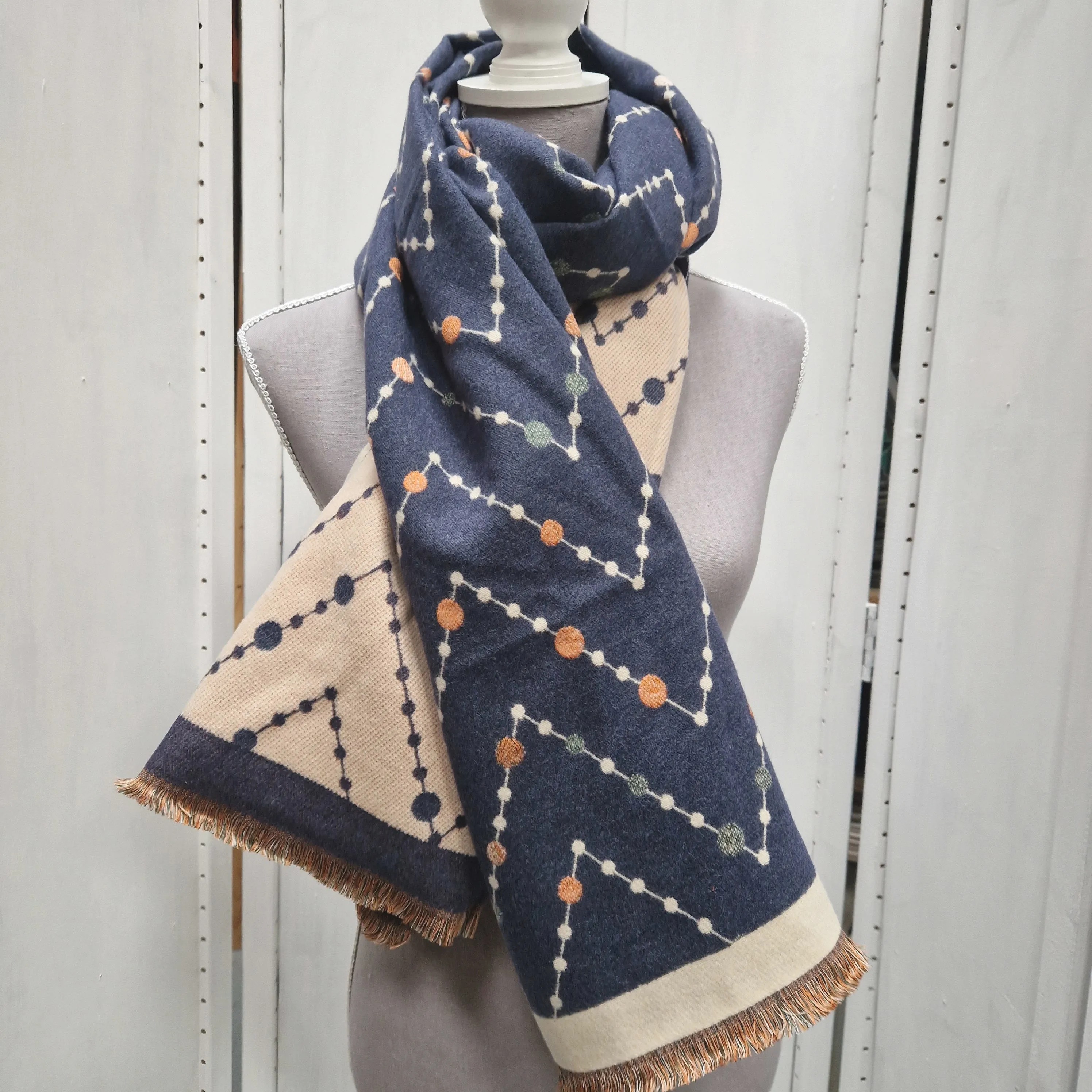 Reversible Wrap Scarf (Blue)
