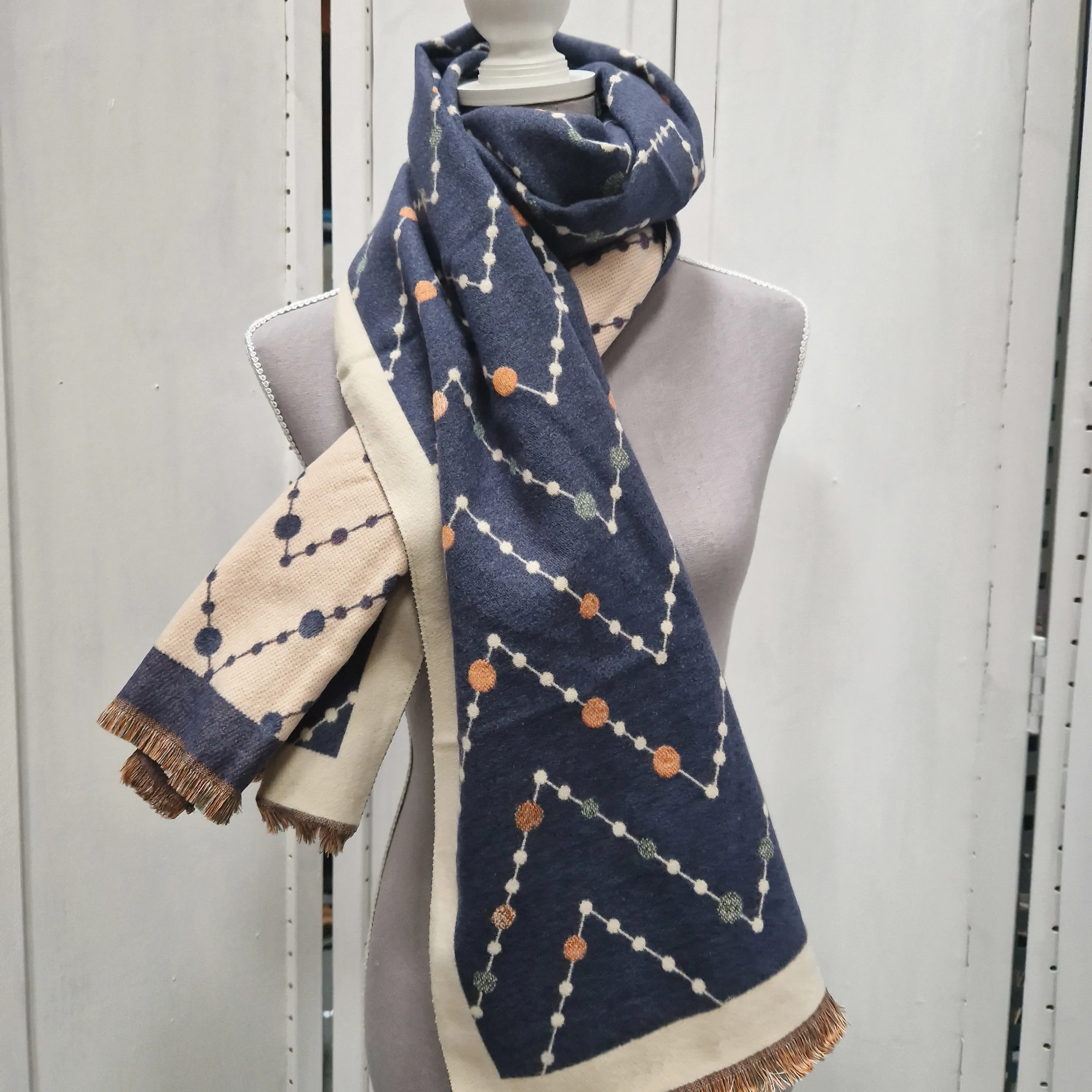 Reversible Wrap Scarf (Blue)