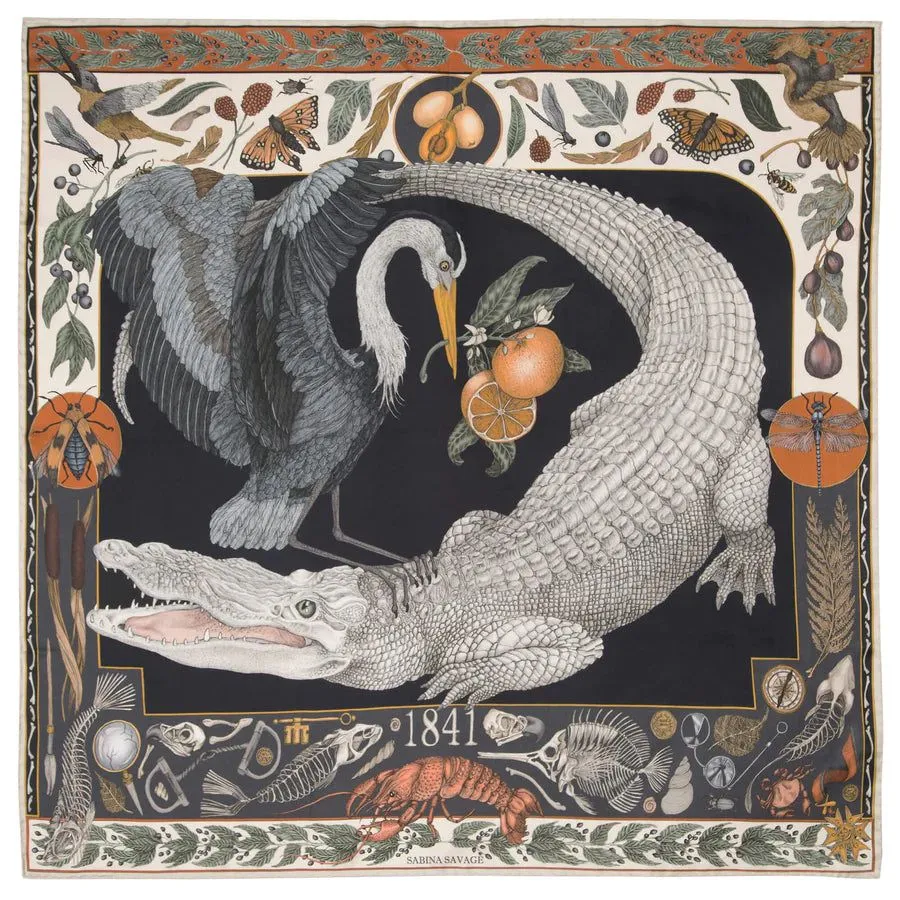 Sabina Savage Alligator's Empire Wool Silk Scarf