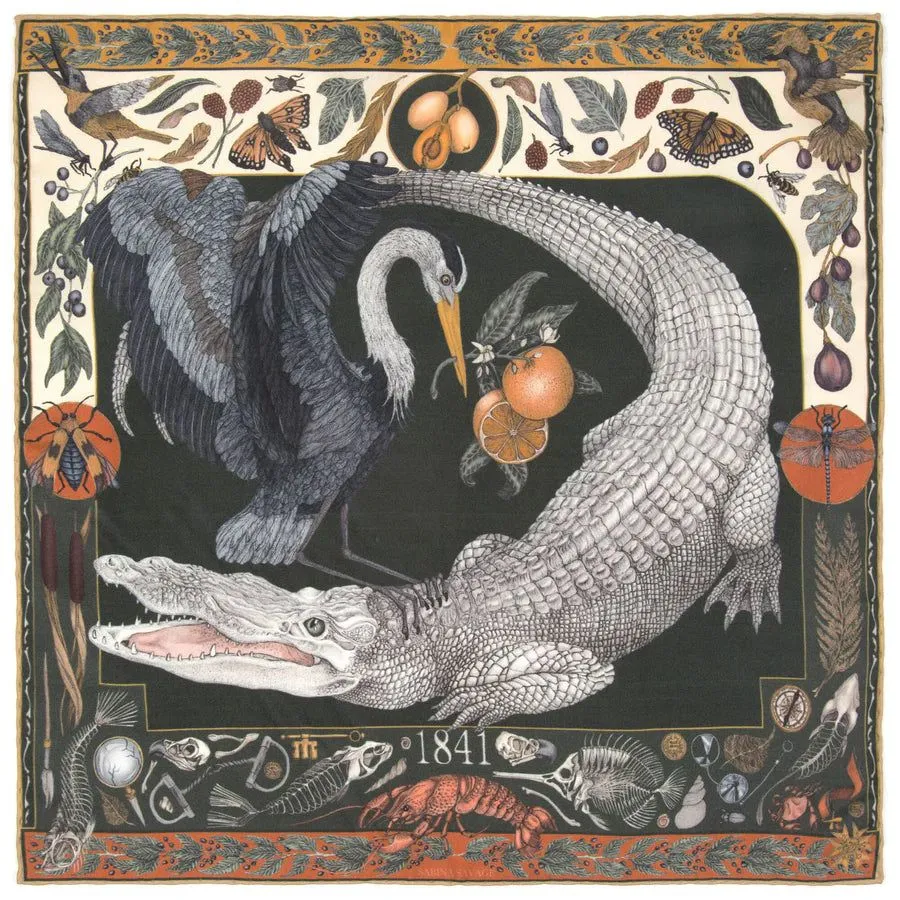 Sabina Savage Alligator's Empire Wool Silk Scarf