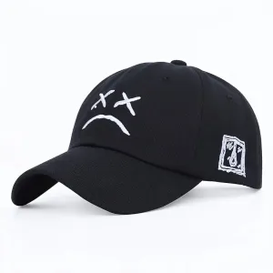 'Sad Face' Baseball Cap (#hat021Black)