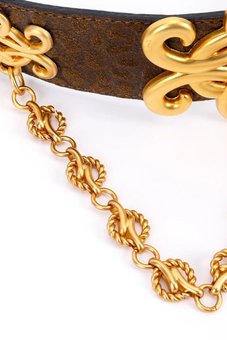 Scroll Buckle Chain Drape Belt