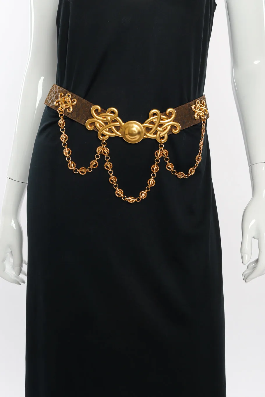 Scroll Buckle Chain Drape Belt